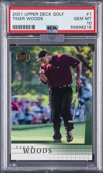 2001 Upper Deck #1 Tiger Woods Rookie Card - PSA GEM MINT 10 - MBA Silver Diamond Certified 